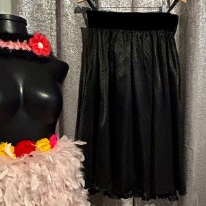 Vintage Vera Mont Black Velvet Polka Dot Skirt